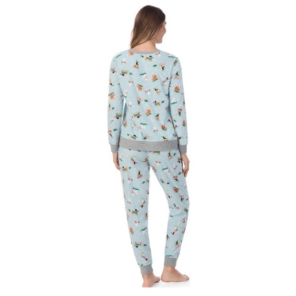 Cuddl Duds Sledding Dog Pajamas Mint Green Honeycomb pattern Size Medium - Picture 3 of 9